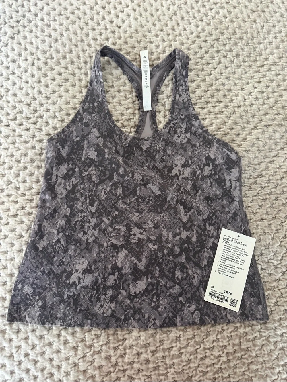 lululemon athletica Gray Snake-Print Racerback Tank